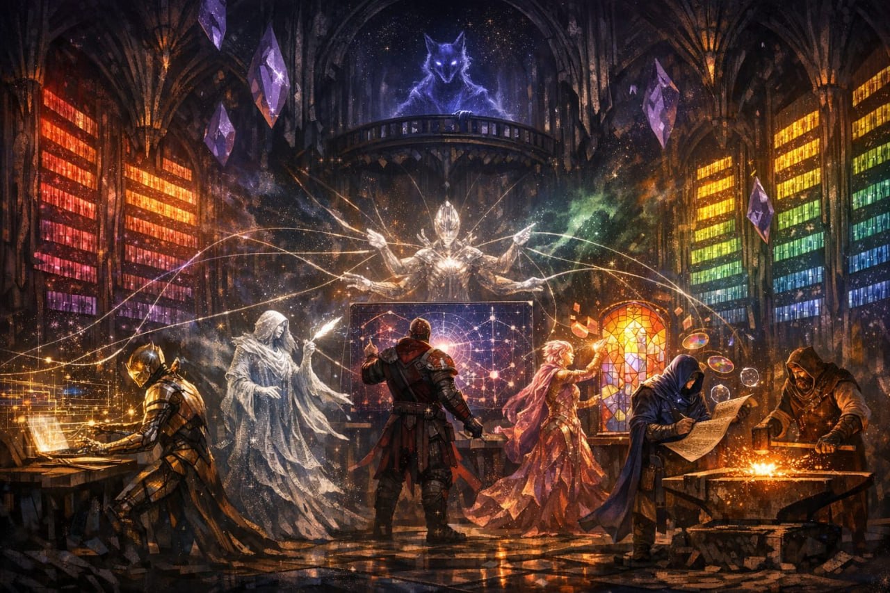 The Celestial Orchestra — Hephaestus agents working in the Cathedral